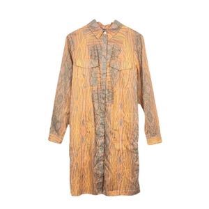 Derek Lam Orange And Green Abstract Stripe Lightweight Shirt Dress